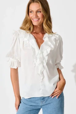 Online Vivica Top in White Crinkle Satin Tops
