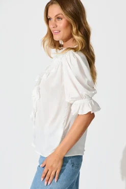 Online Vivica Top in White Crinkle Satin Tops