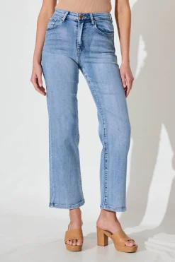 Best Watts High Rise Relaxed Leg Jean In Light Blue Denim Bottoms|Pants