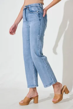 Best Watts High Rise Relaxed Leg Jean In Light Blue Denim Bottoms|Pants