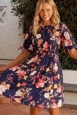 Discount Whitney Dress In Navy with Multi Floral Dresses|Casual
