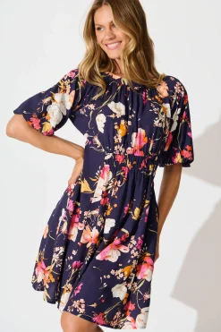 Discount Whitney Dress In Navy with Multi Floral Dresses|Casual