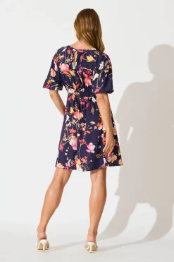 Discount Whitney Dress In Navy with Multi Floral Dresses|Casual
