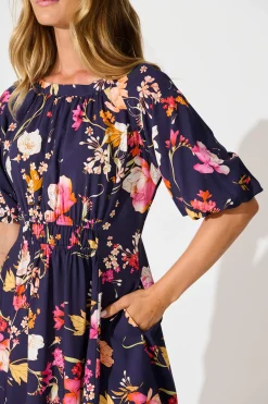 Discount Whitney Dress In Navy with Multi Floral Dresses|Casual