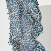 Fashion Wild Side Scarf In Beige With Green And Blue Leopard Print Scarves
