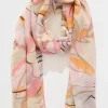 Online Wild Side Scarf in Pink and Multi with Tassels Scarves