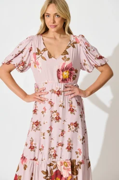 Hot Wildflower Maxi Dress in Blush Floral Dresses|Casual