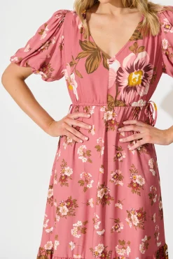 Hot Wildflower Maxi Dress in Pink Floral Dresses|Casual