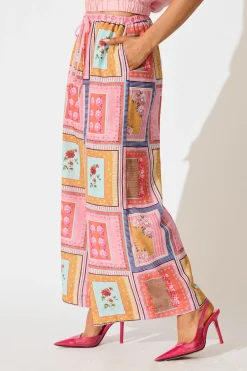 Online Wildflower Whisper Pant in Pink Multi Floral Tile Print Bottoms