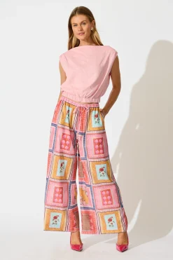 Online Wildflower Whisper Pant in Pink Multi Floral Tile Print Bottoms