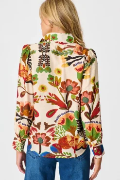 Sale Willow Breeze Shirt in Cream with Multi Floral Print Tops