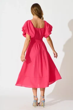 Clearance Wintour Midi Dress In Pink Linen Blend Dresses|Casual