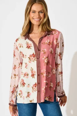 New Wishing in Blooms Shirt in Pink and Blush Floral Tops