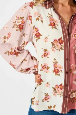 New Wishing in Blooms Shirt in Pink and Blush Floral Tops