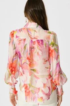 Sale Wisteria Whisper Shirt in White with Multi Floral Tops|Party & Occasion