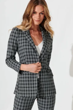 Sale Workflow Stretch Blazer In Black Check Outerwear|Outerwear