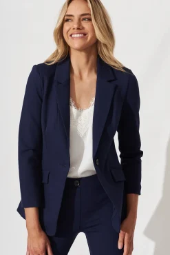 Outlet Workflow Stretch Blazer In Navy Outerwear|Outerwear