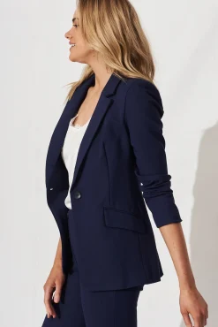 Outlet Workflow Stretch Blazer In Navy Outerwear|Outerwear