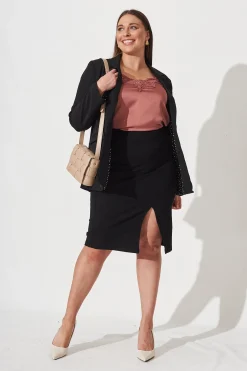 Hot Workflow Stretch Pencil Skirt In Black Bottoms|Skirts & Shorts