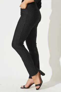 Outlet Workflow Stretch Straight Leg Pocket Pant In Black Pinstripe Bottoms|Pants