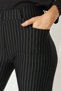 Outlet Workflow Stretch Straight Leg Pocket Pant In Black Pinstripe Bottoms|Pants