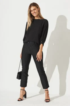 Outlet Workflow Stretch Straight Leg Pocket Pant In Black Pinstripe Bottoms|Pants