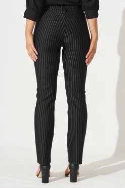 Outlet Workflow Stretch Straight Leg Pocket Pant In Black Pinstripe Bottoms|Pants