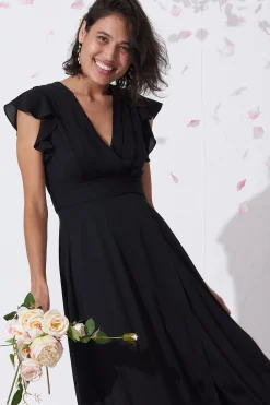 Sale Wynter Maxi Dress in Black Chiffon Dresses|Formal
