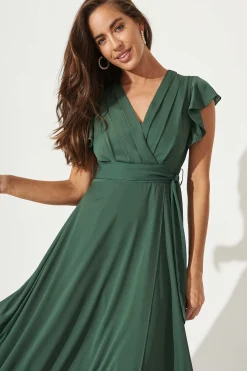 New Wynter Maxi Dress in Green Chiffon Dresses|Party