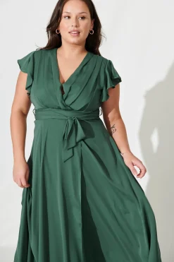 New Wynter Maxi Dress in Green Chiffon Dresses|Party