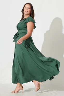 New Wynter Maxi Dress in Green Chiffon Dresses|Party