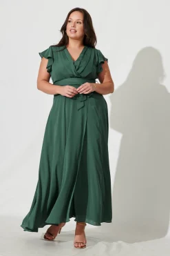 New Wynter Maxi Dress in Green Chiffon Dresses|Party