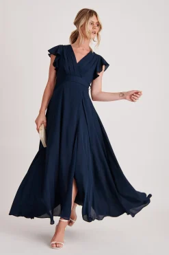 Fashion Wynter Maxi Dress in Navy Chiffon Dresses|Formal