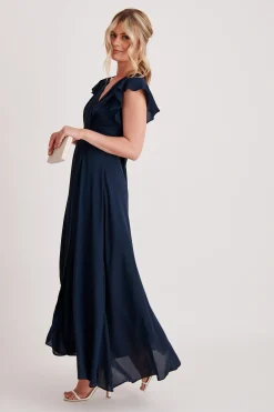 Fashion Wynter Maxi Dress in Navy Chiffon Dresses|Formal