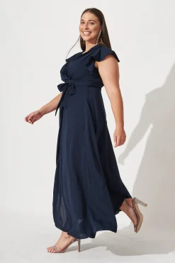 Fashion Wynter Maxi Dress in Navy Chiffon Dresses|Formal