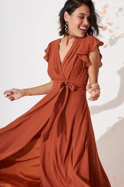 Discount Wynter Maxi Dress in Rust Chiffon Dresses|Formal