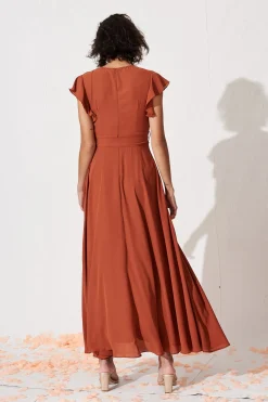 Discount Wynter Maxi Dress in Rust Chiffon Dresses|Formal
