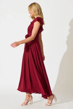 Discount Wynter Maxi Dress in Wine Chiffon Dresses|Party