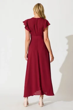 Discount Wynter Maxi Dress in Wine Chiffon Dresses|Party