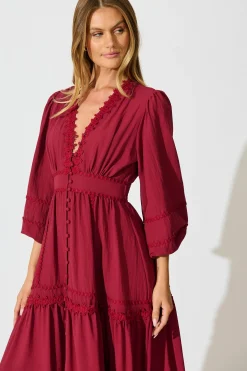 New Yasmina Midi Dress in Wine Dresses|Casual