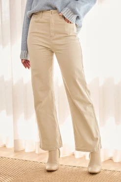 New Yoko High Rise Relaxed Leg Jean In Beige Denim Bottoms|Pants