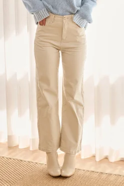 New Yoko High Rise Relaxed Leg Jean In Beige Denim Bottoms|Pants