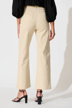 New Yoko High Rise Relaxed Leg Jean In Beige Denim Bottoms|Pants