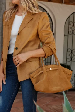Sale Yuna Tote Bag in Tan Suedette Bags