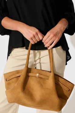 Sale Yuna Tote Bag in Tan Suedette Bags