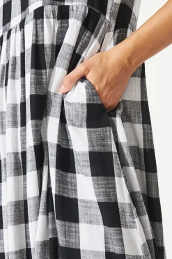 Fashion Zara Midi Smock Dress In Black With White Gingham Dresses|Casual