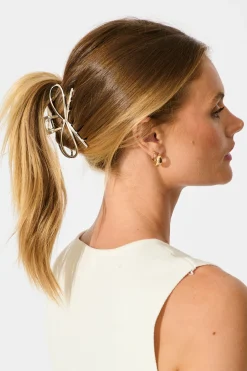 New Zia Large Bow Hair Claw in Silver Hair Accessories