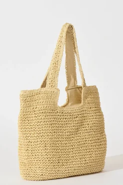 Clearance Zoe Straw Tote Bag in Beige Bags