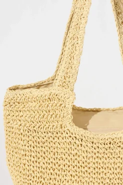 Clearance Zoe Straw Tote Bag in Beige Bags